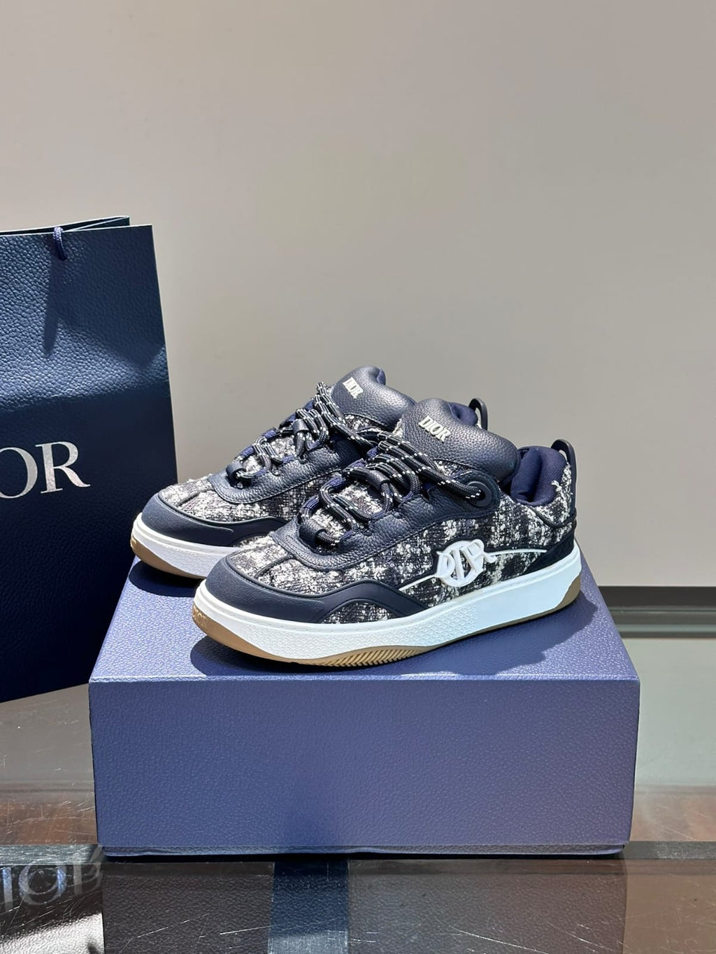 Dior B9S Skater Tweed Navy Blue