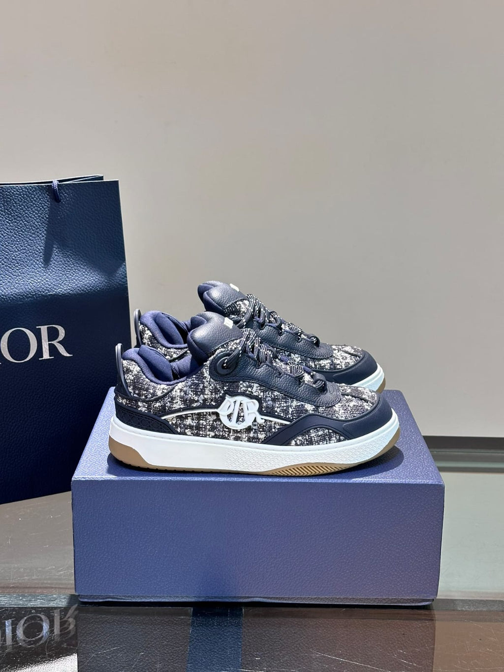 Dior B9S Skater Tweed Navy Blue