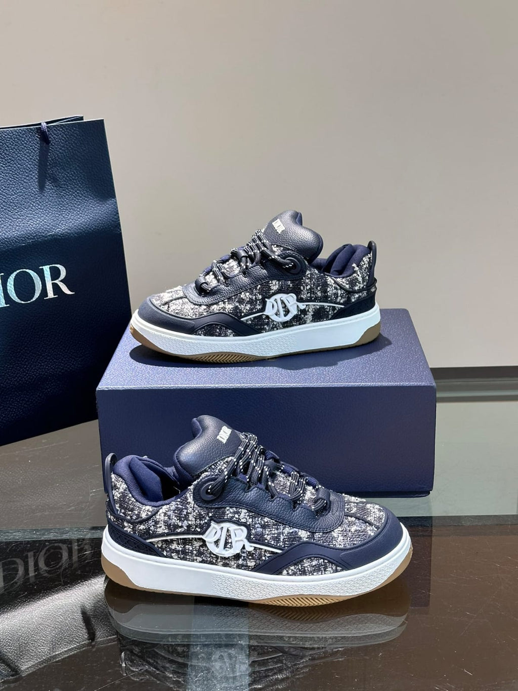 Dior B9S Skater Tweed Navy Blue