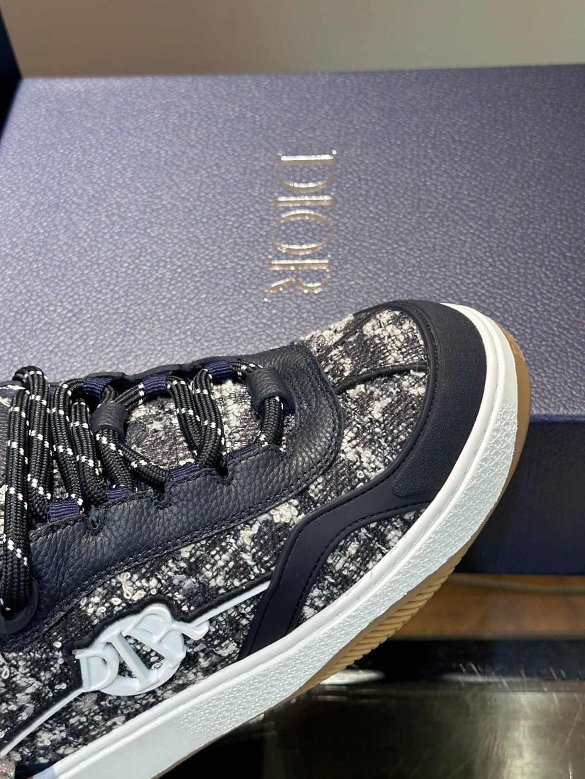 Dior B9S Skater Tweed Navy Blue